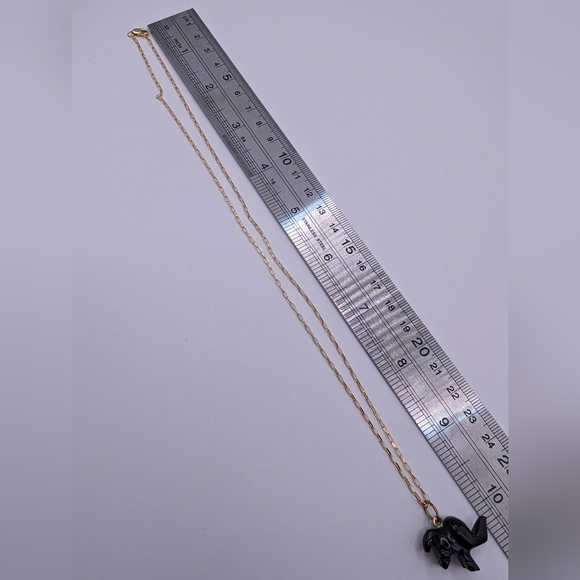 Hand Carved Jet Elephant Necklace - Picture 4 of 4